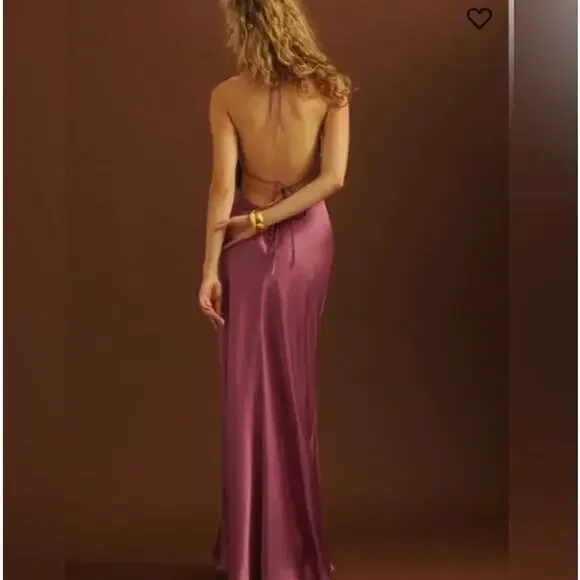 Reformation Jeany Silk Dress Strawberry Wine Size L - Picture 2 of 9